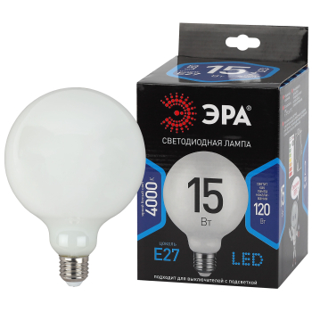 Лампа светодиодная филаментная F-LED G125-15w-840-E27 OPAL 15Вт шар опал 4000К нейтр. бел. E27 Эра Б0047039