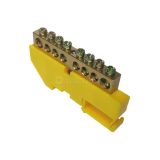 Шина PE "земля" на DIN-изоляторе 8х12мм 10 отвер. латунь TOKOV ELECTRIC TKE-BCB-812-10-DIN/PE