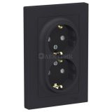 Розетка 2-м ATLAS DESIGN с заземл. защ. шторки 16А в сборе карбон SchE ATN001026