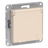 Механизм розетки 1-м СП ATLAS DESIGN с заземл. защ. шторки с защ. крышкой 16А IP20 беж. SchE ATN0002