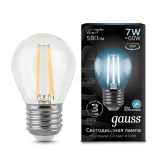 Лампа светодиодная Black Filament Шар E27 7Вт 4100К Gauss 105802207