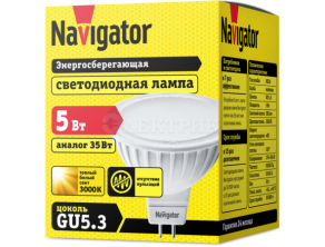 Лампа светодиодная 94 263 NLL-MR16-5-230-3K-GU5.3 5Вт 3000К тепл. бел. GU5.3 360лм 170-260В Navigator 94263