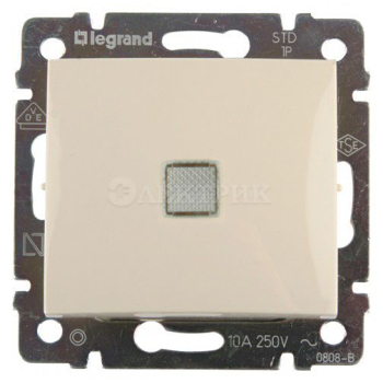 Механизм выключателя 1-кл. СП Valena 10А IP31 250В с зел. индикацией сл. кость Leg 774310