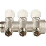 Itap 465/3 ( 1 x 1/2)  Коллектор распределительный регулируемый, никелированная латунь с 3 выходами