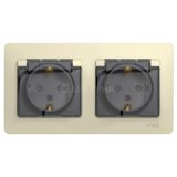 Розетка 2-м СП Glossa 16А IP44 защ. шторки с заземл. в сборе беж. SchE GSL000247