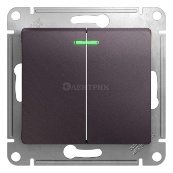 Механизм выключателя 2-кл. СП Glossa 10А IP20 (сх. 5а) 10AX с подсветкой сиренев. туман SchE GSL001453