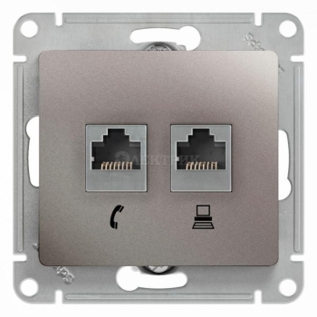 Механизм розетки 2-м Glossa RJ11+RJ45 кат.5е платина SchE GSL001285
