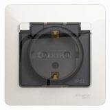 Розетка 1-м СП Glossa 16А IP44 с защ. крышкой защ. шторки с заземл. в сборе перламутр SchE GSL000648