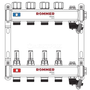 RMS-1201-000010 ROMMER Коллектор из нержавеющей стали с расходомерами, с клапаном вып. воздуха и сливом 10 вых.