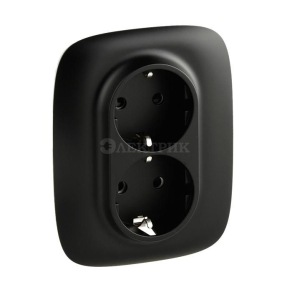 Розетка 2-м СП Valena Allure 16А IP20 250В 2х2К+З с лиц. панелью защ. шторки безвинт. зажимы антрацит Leg 753936
