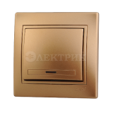 Выключатель 1-кл. СП Мира с подсвет. метал. золото Lezard 701-1313-111