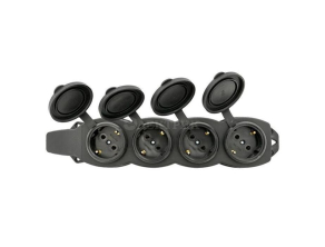 Розетка 4-м 16А IP44 2P+PE 230В с защ. крышками каучук Basic EKF RPS-020-16-230-44
