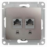 Механизм розетки комп. 2-м Glossa RJ45+RJ45 кат.5е платина SchE GSL001285KK