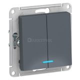 Механизм выключателя 2-кл. СП AtlasDesign 10А IP20 (сх. 5а) 10AX с подсветкой грифель SchE ATN000753