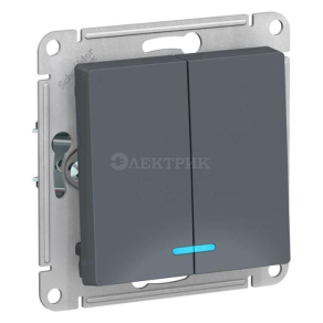 Механизм выключателя 2-кл. СП AtlasDesign 10А IP20 (сх. 5а) 10AX с подсветкой грифель SchE ATN000753