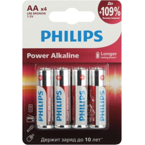 Элемент питания алкалиновый AA/LR6 1.5В Power (блист. 4шт) Philips Б0062746