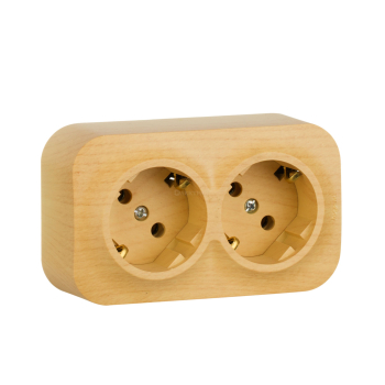 782273  Розеточный блок 2 x 2К+З без шторок - 16 A - 250 В~ - Quteo IP 20 - Дерево