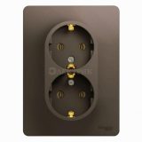 Розетка 2-м Glossa 16А с заземл. в сборе шоколад SchE GSL000824