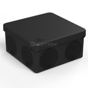 Коробка распределительная ОП 100х100х50мм двухкомпонентная безгалоген. (HF) для прямого монтажа черн. Промрукав 60-0300-9005