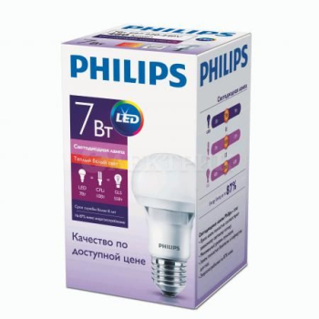Лампа светодиодная ESS LEDBulb 7Вт E27 3000К 230В A60 RCA Philips 929001204487 / 871869666123900
