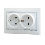 Розетка 2-м СП Мира с заземл. керам. бел/бел. Lezard 701-0202-127