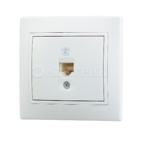 Розетка телеф. 1-м СП Мира RJ11 бел/бел. Lezard 701-0202-137