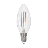 LED-C35-9W-4000K-E14-CL PLS02WH Лампа светодиодная. Форма свеча. прозрачная. Серия Sky.Белый свет