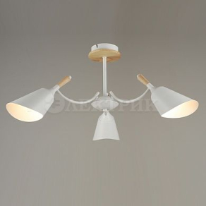 Люстра N4894/3 WT+WOOD белый/дерево 3х60W E14 d710 h280