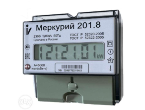 Счетчик "Меркурий" 201.8 1ф 5-80А 1 класс точн. 1 тариф. имп. вых. ЖКИ табло DIN-рейка