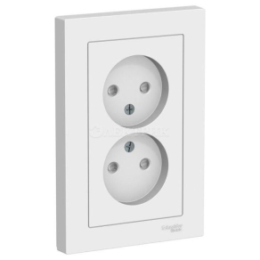 Розетка 2-м ATLAS DESIGN без заземл. защ. шторки 16А в сборе бел. SchE ATN000122