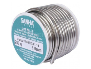 84933 Sanha 4933 припой S-Sn97Cu3 Нр.3, 3,0 мм, катушка, 250 г3mm, для медных труб под пайку