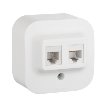 782221  Розетка двойная RJ11  +  RJ45 - категория 5e - UTP - Quteo IP 20 - Белый