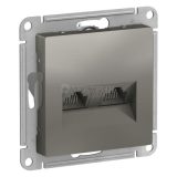 Механизм розетки компьютерной 2-м ATLAS DESIGN RJ45 + RJ45 кат.5e сталь SchE ATN000985