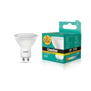 Лампа светодиодная LED5-GU10/830/GU10 5Вт 3000К тепл. бел. GU10 405лм 220-240В Camelion 10956