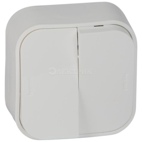 782202  Выключатель двухклавишный 10 A - 250 B~ - Quteo IP 20 - Белый