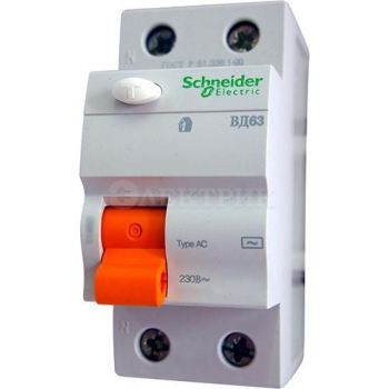 Выключатель дифференциального тока (УЗО) 2п 40А 300мА тип AC ВД63 Домовой SchE 11453