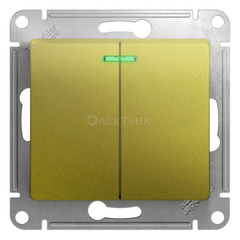 Механизм выключателя 2-кл. СП Glossa 10А IP20 (сх. 5а) 10AX с подсветкой фисташк. SchE GSL001053