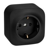 Розетка 1-м Quteo IP20 16А 250В без шторок с заземл. винт. зажимы накладной монтаж черн. матов. Leg 782472
