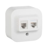 782221  Розетка двойная RJ11  +  RJ45 - категория 5e - UTP - Quteo IP 20 - Белый