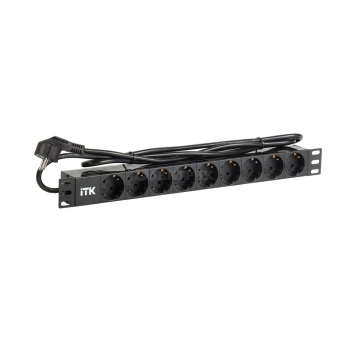 Блок розеток 9 мест PDU (немец. станд.) DIN49440 алюм. профиль 1U шнур 2м; вилка DIN 49441