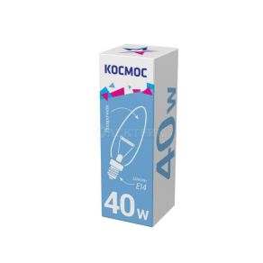 Лампа накаливания Свеча 40Вт E14 прозр. Космос LKsmSCnCL40E14v2