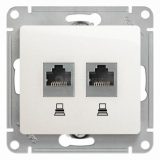 Механизм розетки комп. 2-м Glossa RJ45+RJ45 кат.5е перламутр SchE GSL000685KK
