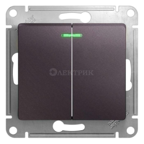 Механизм выключателя 2-кл. СП Glossa 10А IP20 (сх. 5а) 10AX с подсветкой сиренев. туман SchE GSL001453