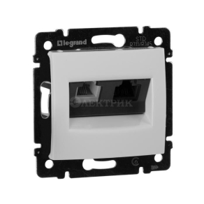 770080  Двойная розетка RJ45 Cat. 5е/6 UTP + RJ11 - Valena - White