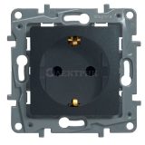 Механизм розетки 1-м ETIKA Plus с заземл. защ. шторки авт. антрацит Leg 672631