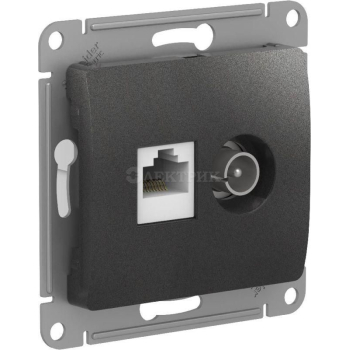Механизм розетки компьютерной + ТВ 2-м GLOSSA RJ45 кат. 5Е антрацит SchE GSL000789