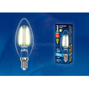 Лампа светодиодная LED-C35-13W/3000K/E14/CL PLS02WH Uniel UL-00005899