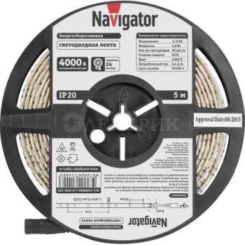 Лента светодиодная 71 400 NLS-3528W60-4.8 IP20 12B R5 4.8Вт/м (уп.5м) Navigator 71400