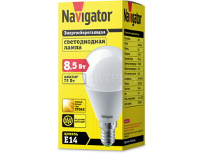 Лампа светодиодная 61 333 NLL-G45-8.5-230-2.7K-E14 8.5Вт шар матовая 2700К тепл. бел. E14 640лм 176-264В NAVIGATOR 61333