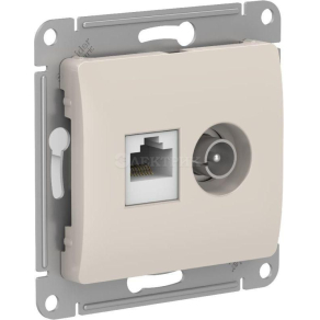 Механизм розетки компьютерной + ТВ 2-м GLOSSA RJ45 кат. 5Е молоч. SchE GSL000989